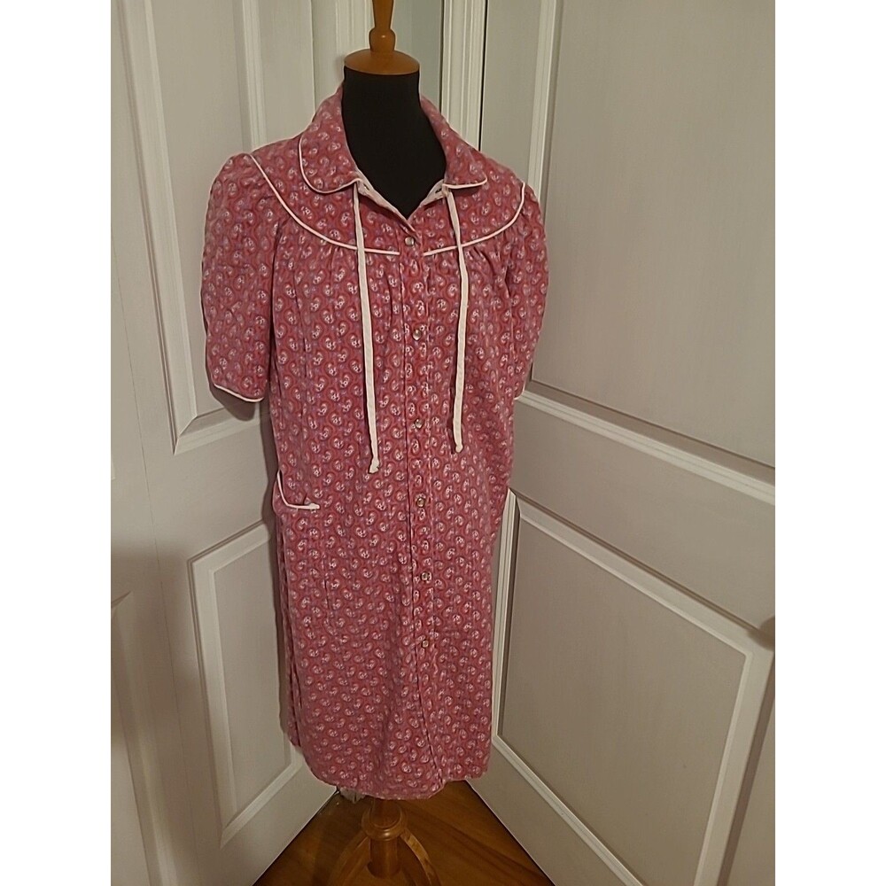 Vintage Michele Of Miami Granny Core Floral Pearl Snap House Dress Women Size M